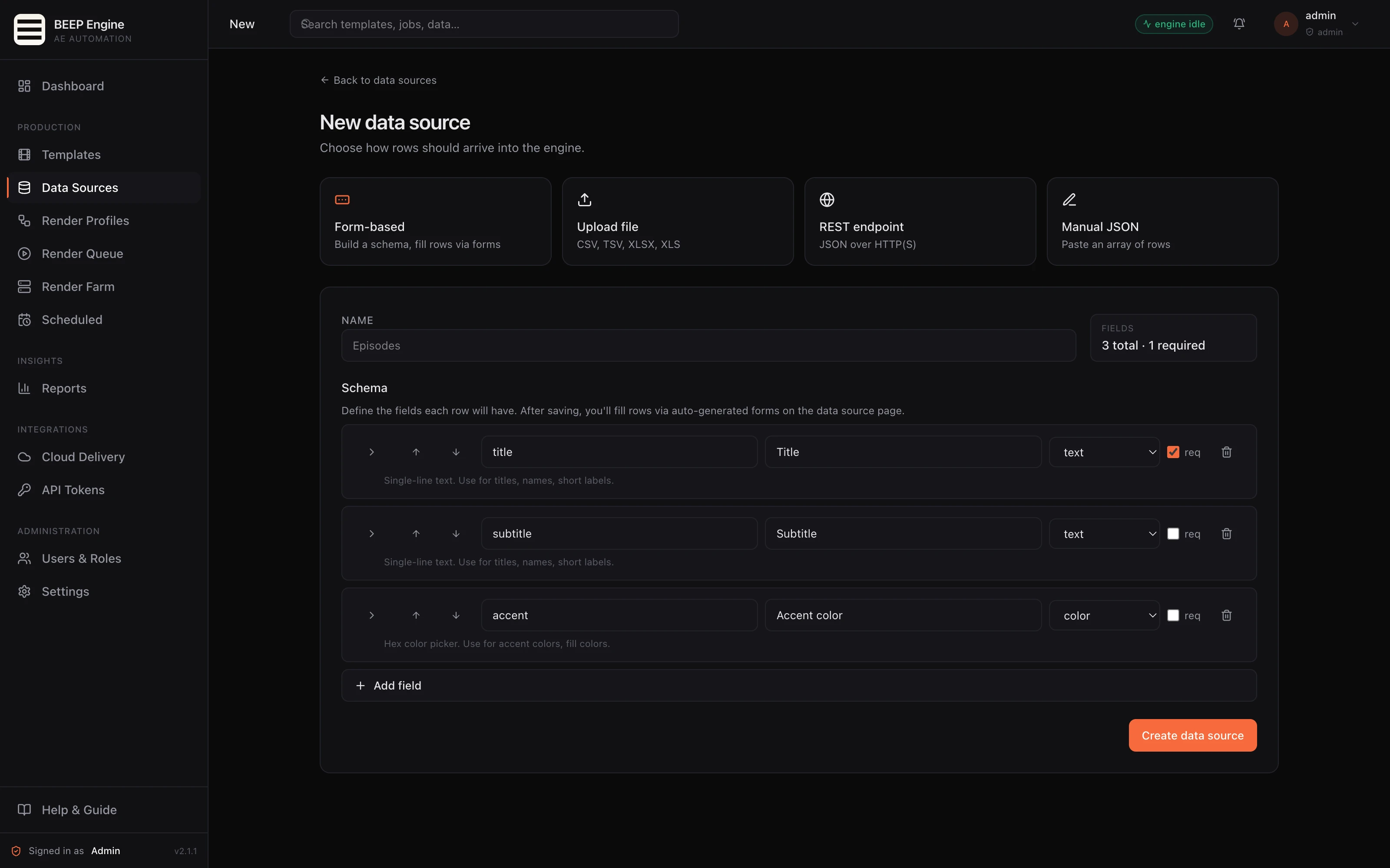 Forms, spreadsheets, and API data sources